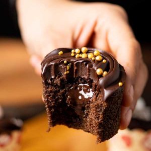 Chocolate centerfilled cupcake