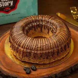 Coffee cake, drizzled with Coffee and caramel syrup