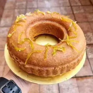 Lemon loaf cake with Candied Lemon Zest on top