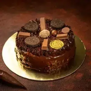 Semi frosted chocolate cake