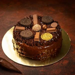 Semi frosted chocolate cake