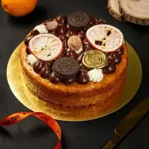 Semi frosted Orange cake With Belgian ganache frosting